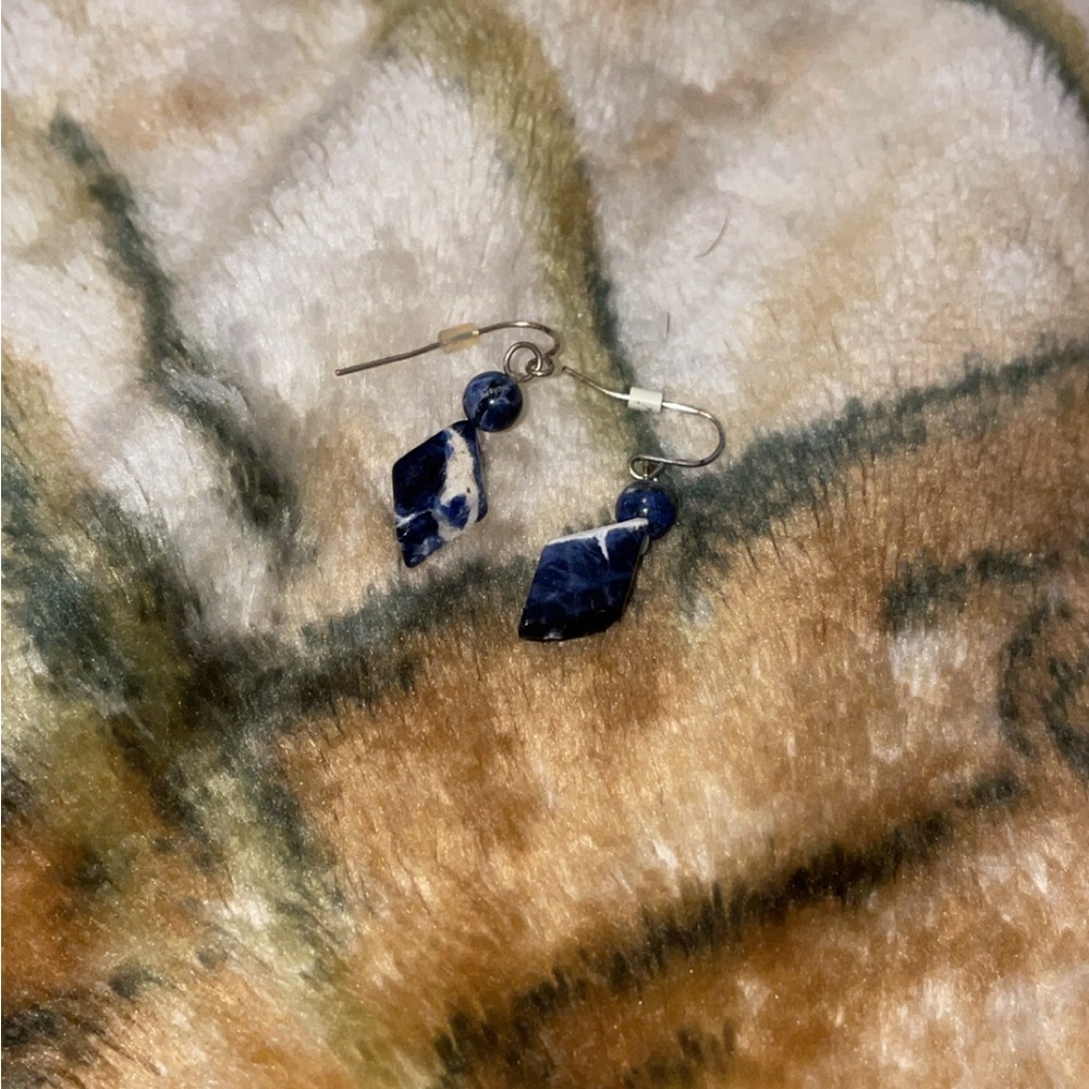 Elegant Blue Stone Dangle Earrings
